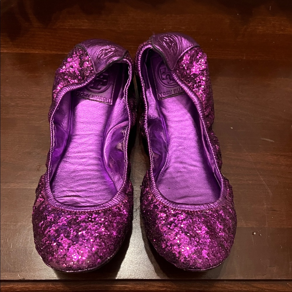 Tory Burch Sparkling Purple Flats